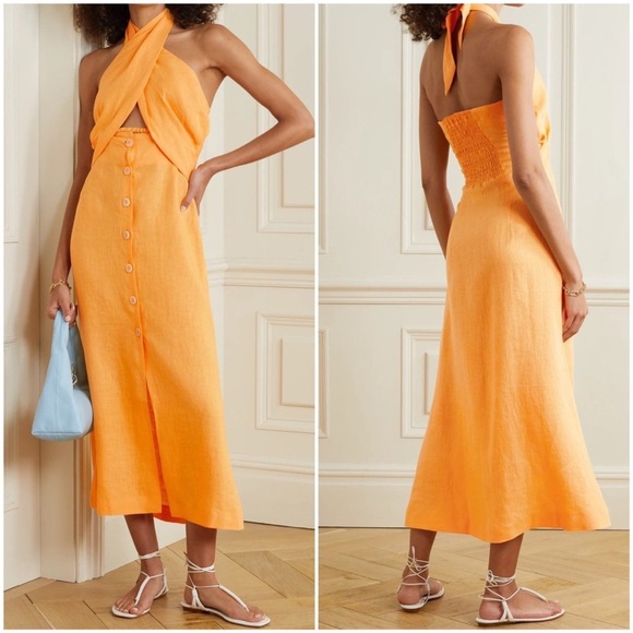 Nanushka | Dresses | Nanushka Soffio Cutout Halter Linen Dress | Poshmark